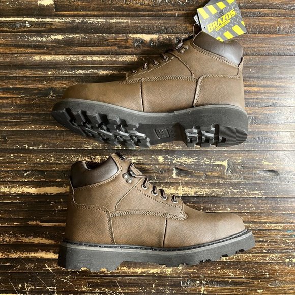NEW Men's Brown Brazos Tradesman ST Brown Steel Toe Boots Size 9 - Picture 3 of 7